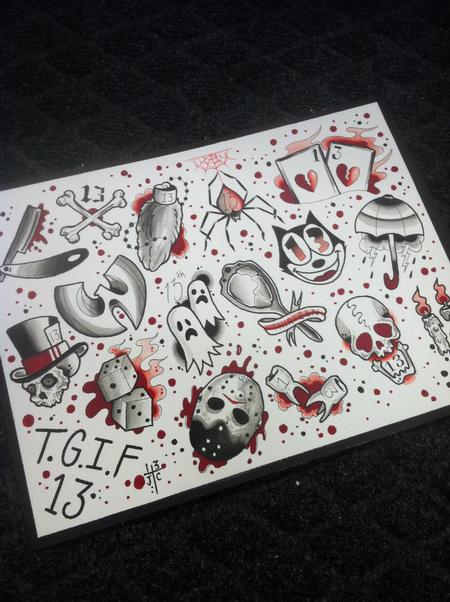 Tattoos - Friday the 13th Flash Sheet - 79244